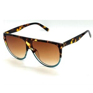 Flat Top Shield Sunglasses Tortoise Brown Ombre Lens Fashion Glasses Oversized‎